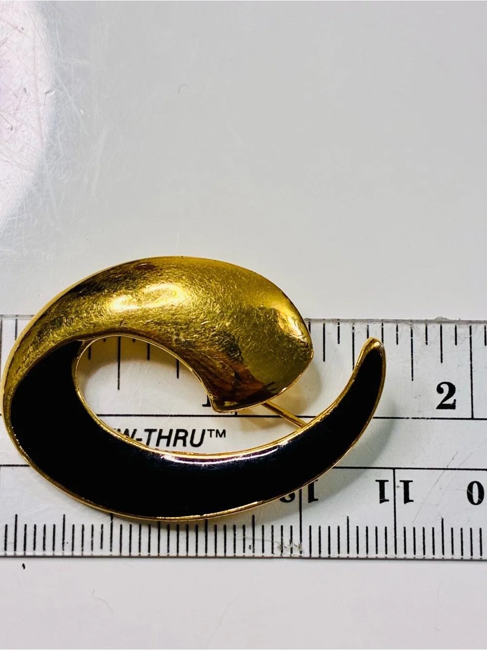 VTG 80s Monet Gold and Black Swirl Enamel Minimalist Brooch